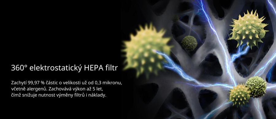 360° elektrostatický HEPA filtr