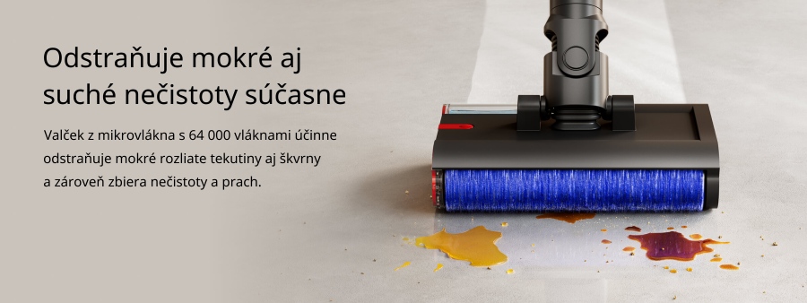 Odstraňuje mokré aj suché nečistoty súčasne