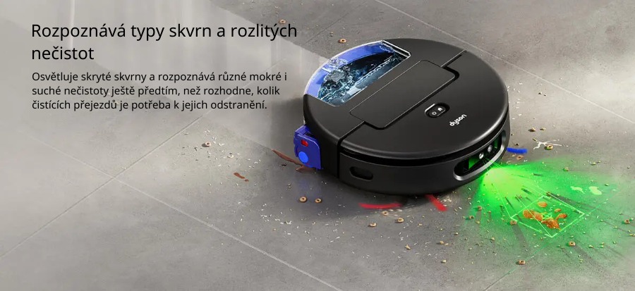 Identifikuje typy skvrn a rozlitých tekutin