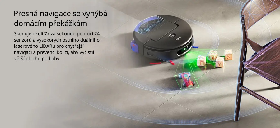 Přesná navigace se vyhne překážkám v domácnosti