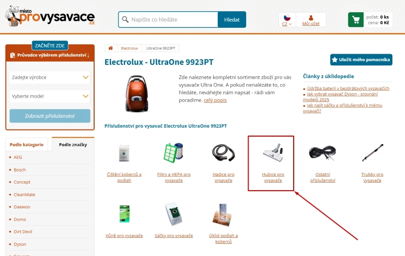 Hubice pro vysavač Electrolux UltraOne