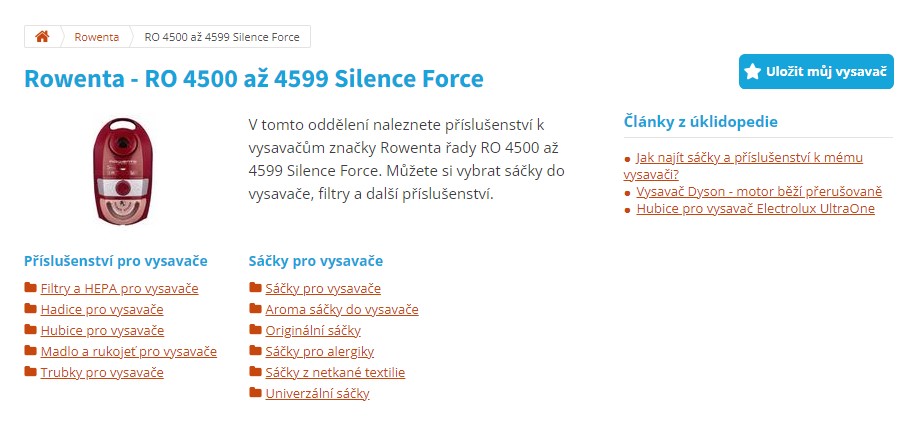 Jak vyhledat hubici do vysavače Rowenta