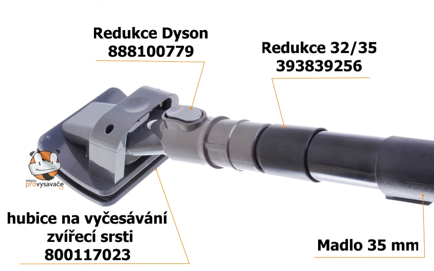Připojení hubice na srst na 35 mm