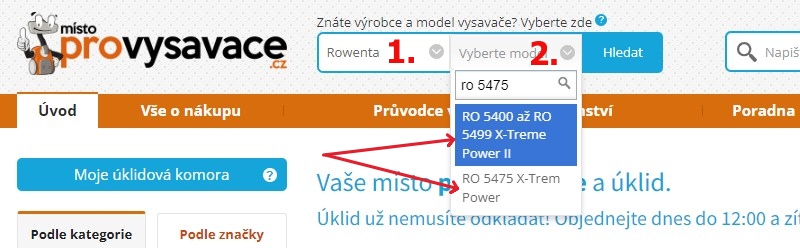 Filtrace vysavače Rowenta RO 5475