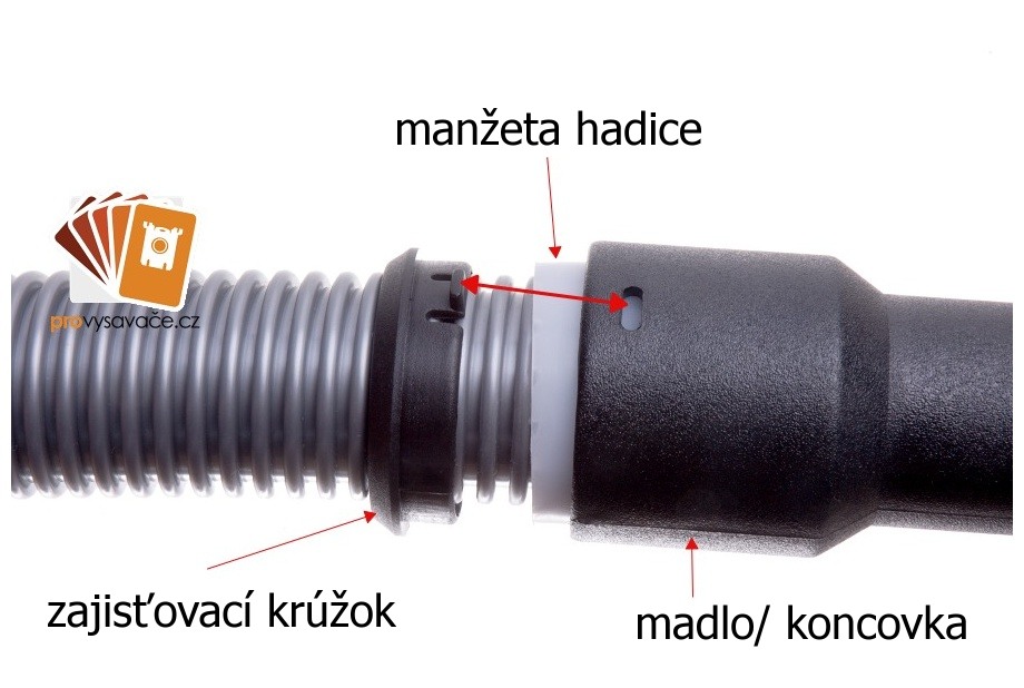 Pripojenie madla a koncovky k hadici vysávača