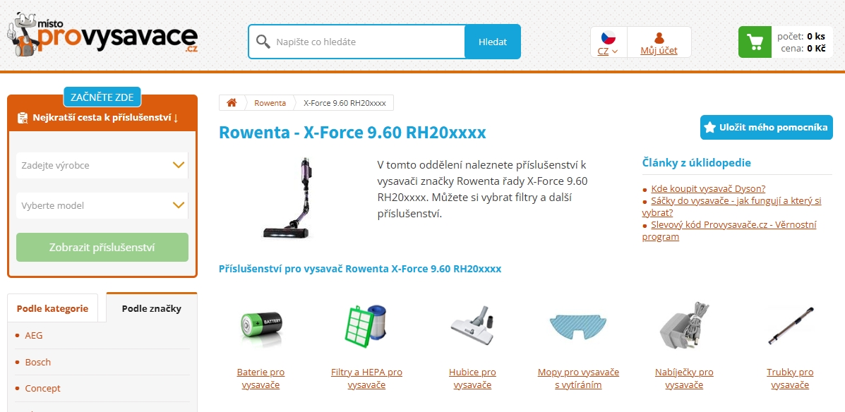 Príslušenstvo pre vysávač Rowenta