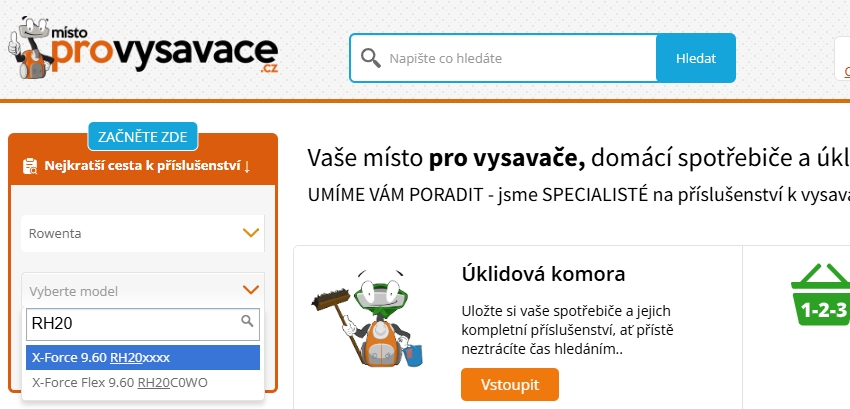 zadaní modelu vysávača