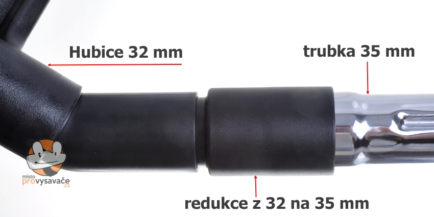 Spojenie hubice a rúrky pomocou redukcie z 32 na 35 mm