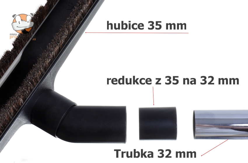 Vymedzovacia redukcia medzi rúrkou a hubicou