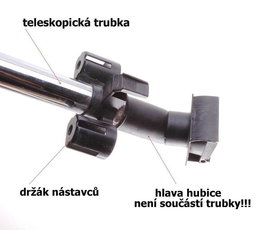 Teleskopická trubka se zbytkem poškozené hubice