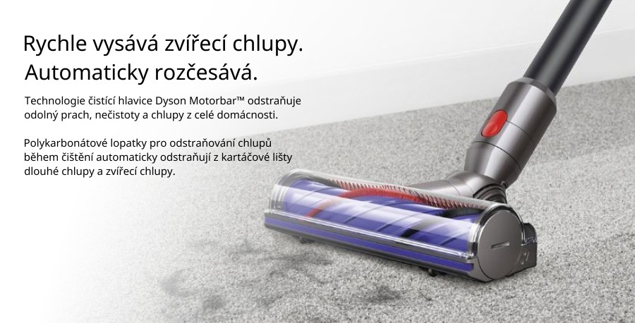 Rychle vysává zvířecí chlupy.
