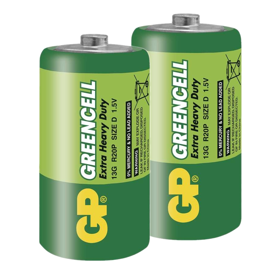 Levně Zinkochloridová baterie GP Greencell R20 (D), 2 ks