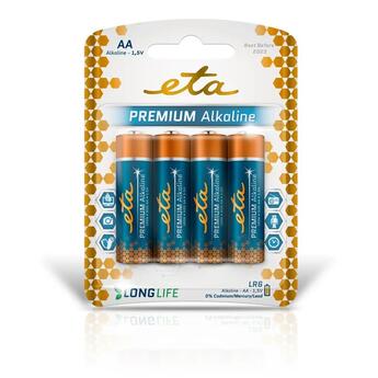 Baterie alkalická ETA PREMIUM ALKALINE AA, LR06, blistr 4ks (tužková)