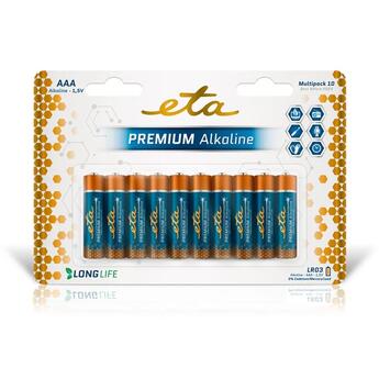 Baterie alkalická ETA PREMIUM ALKALINE AAA, LR03, blistr 10ks (mikrotužkové)