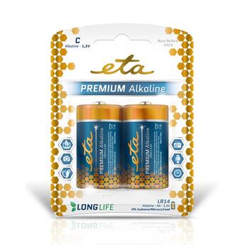 Baterie alkalická ETA PREMIUM ALKALINE C, LR14, blistr 2ks (malý monočlánek)