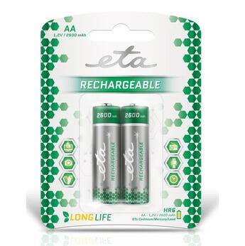Baterie nabíjecí ETA AA, HR06, 2600mAh, Ni-MH, blistr 2ks (tužkové)