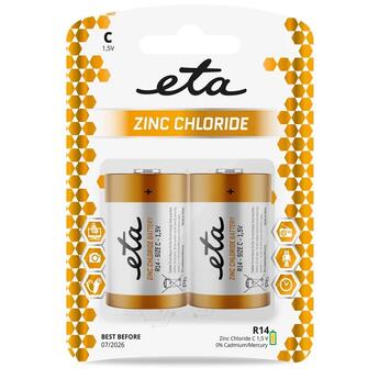 Baterie zinkochloridová ETA C, R14, blistr 2ks (malý monočlánek)