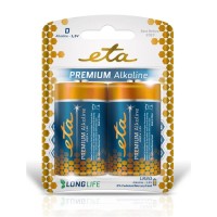 Baterie alkalická ETA PREMIUM ALKALINE D, LR20, blistr 2ks (velký monočlánek)