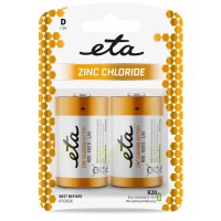 Baterie zinkochloridová ETA D, R20, blistr 2ks (velký monočlánek)