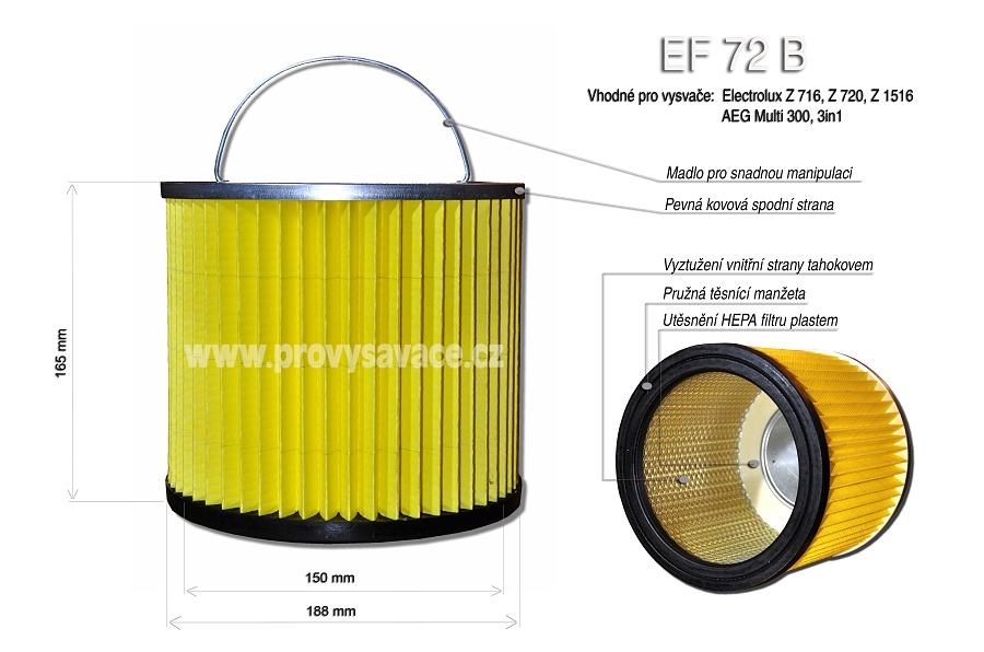 Válcový Hepa filtr pro vysavače Electrolux Z720